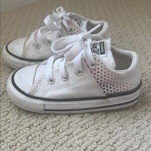Converse Kids White and Rainbow Dot Sneakers